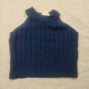 Vtg 90s NO BOUNDARIES Blue Cable Knit Sweater Vest Women's Large Made in USA NWT